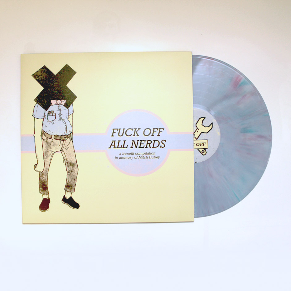 Product shots of V/A - Fuck Off All Nerds: A Benefit Compilation in Memory of Mitch Dubey