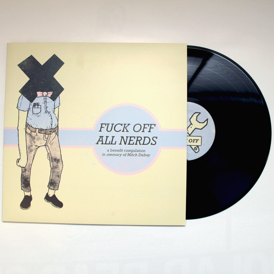 Product shots of V/A - Fuck Off All Nerds: A Benefit Compilation in Memory of Mitch Dubey