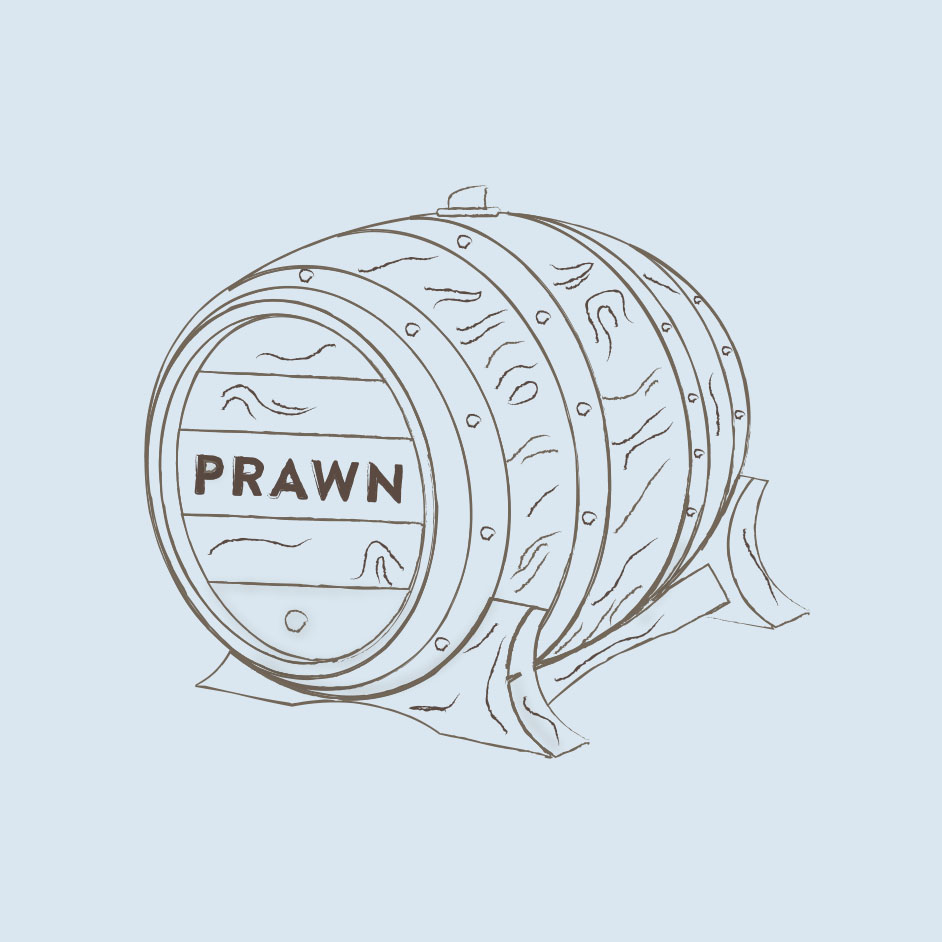 Product shots of Prawn - Keg Shirt