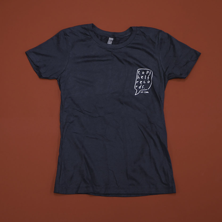 Product shots of Topshelf Records - Hand Drawn Logo Pocket Print Women's Shirt (Indigo)