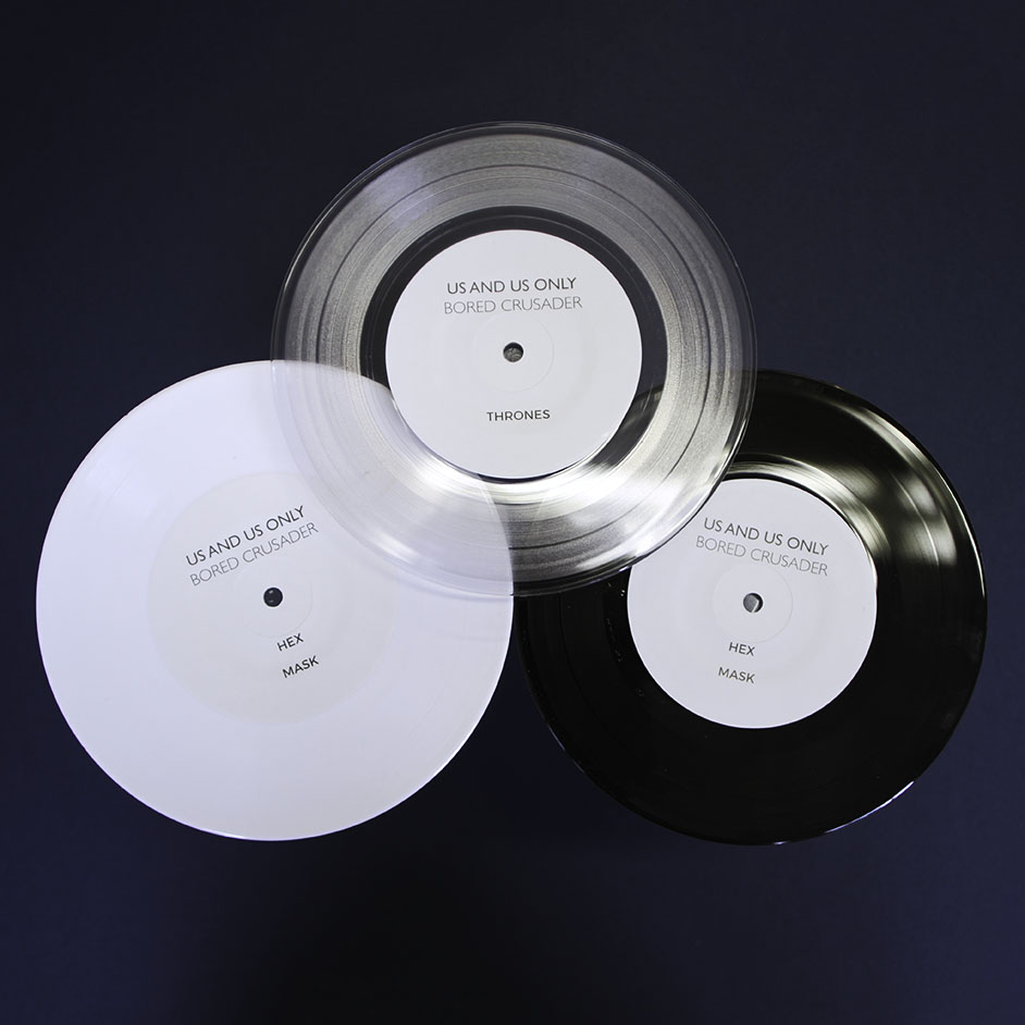 Product shots of Us and Us Only - Bored Crusader