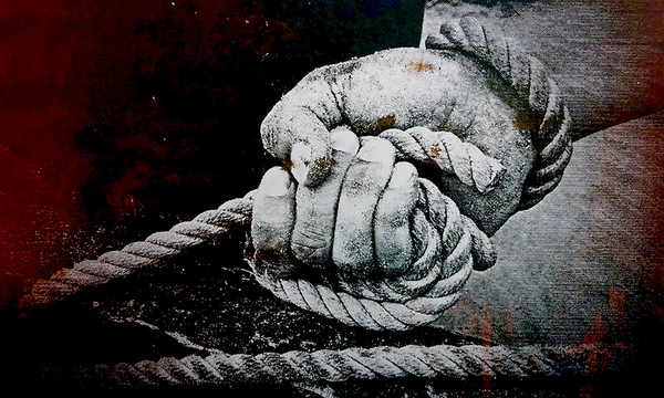 Screen print work mans hand