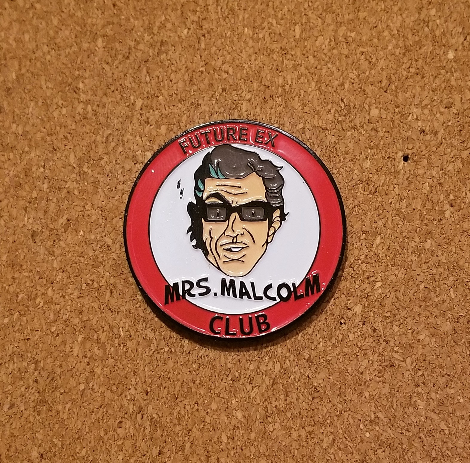 Future Ex Mrs Malcolm Club Pin Scratched Chipped Okay Stuff