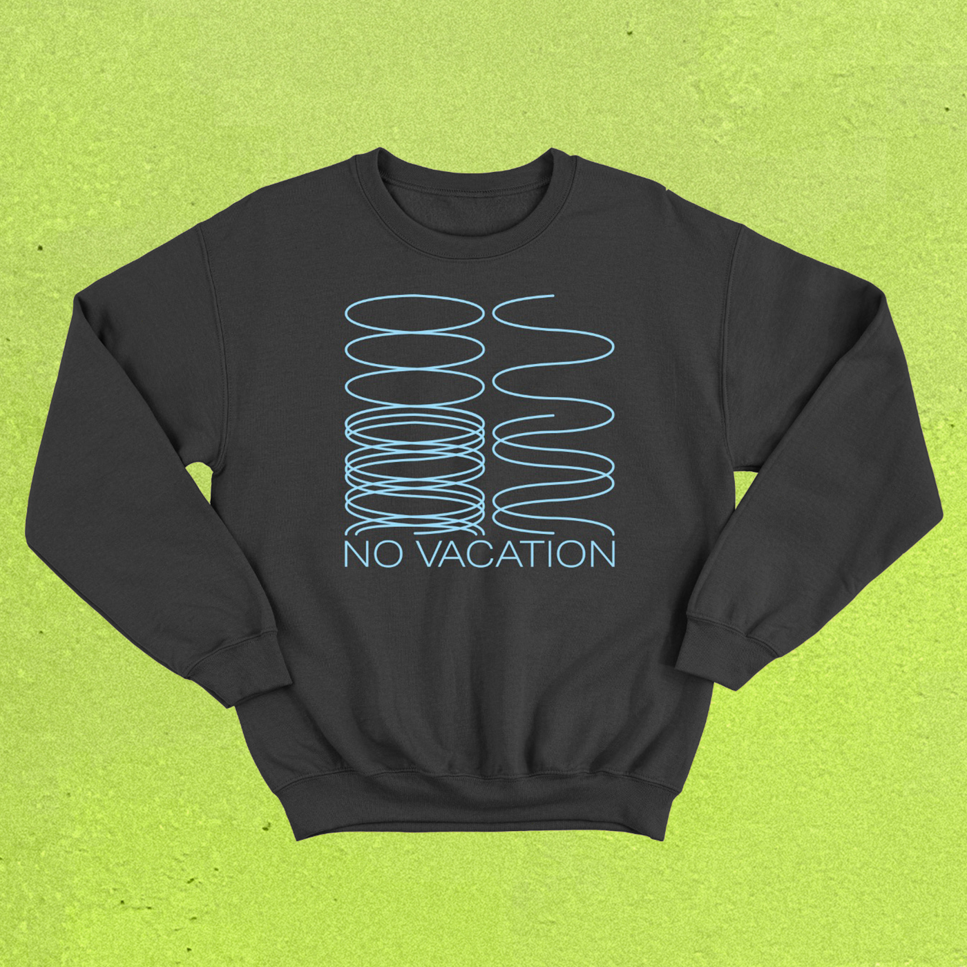 Product shots of No Vacation - Phasing Crewneck (Black)