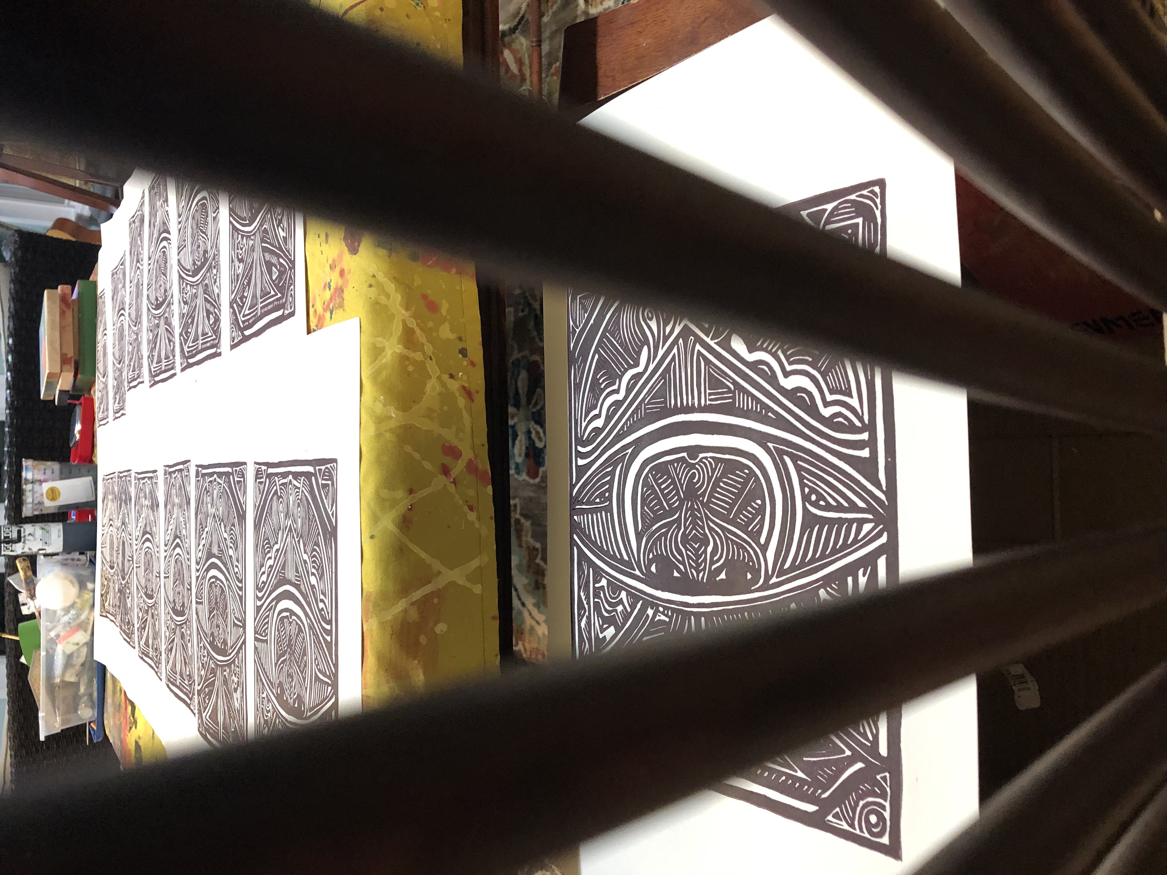 'Potato Creek Revisited' Lino Block Print