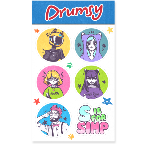 Anime Faces Sticker Sheet Drumsy