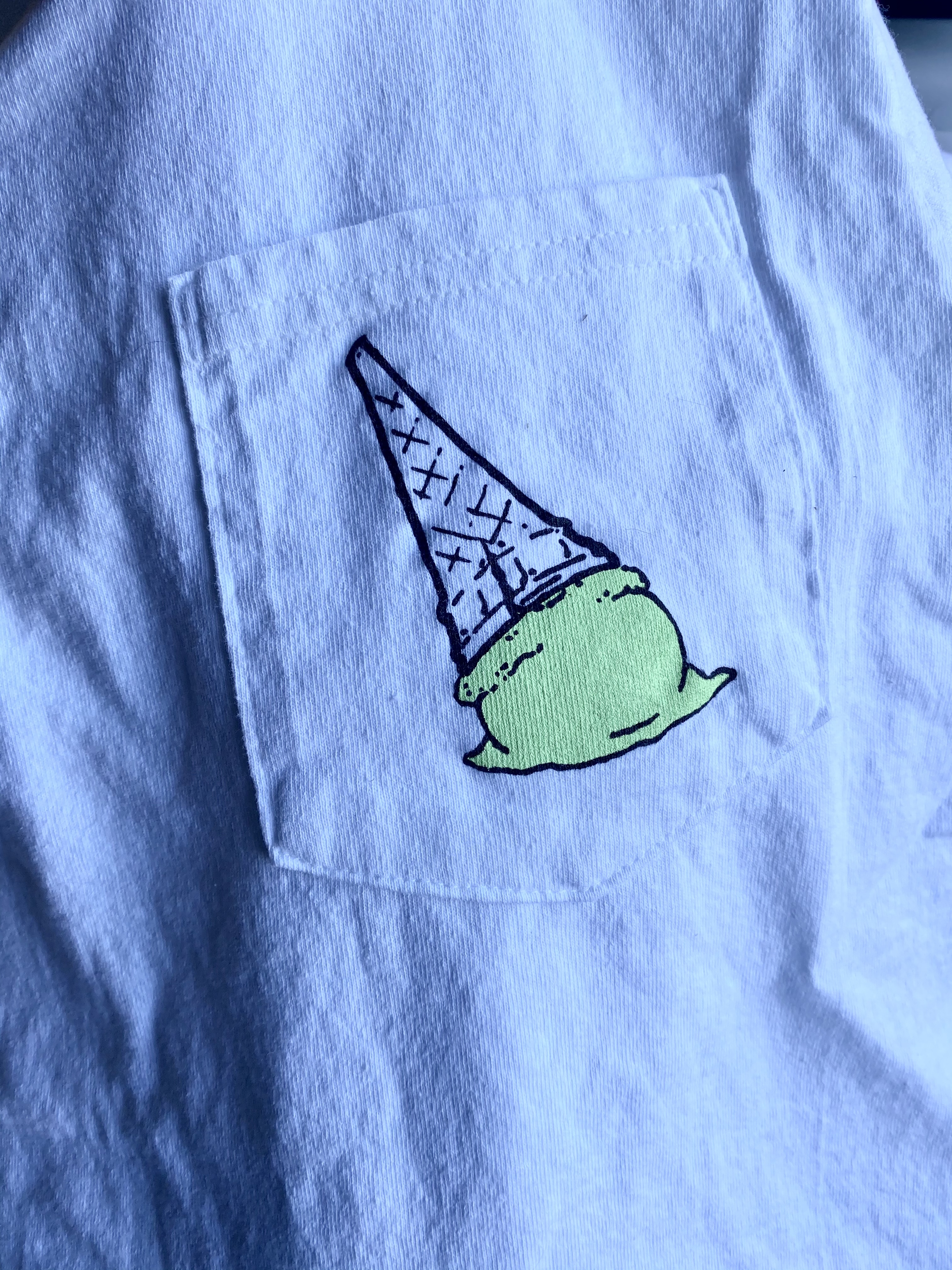 Pistachio Ice Cream Cone Pocket Tee (White)