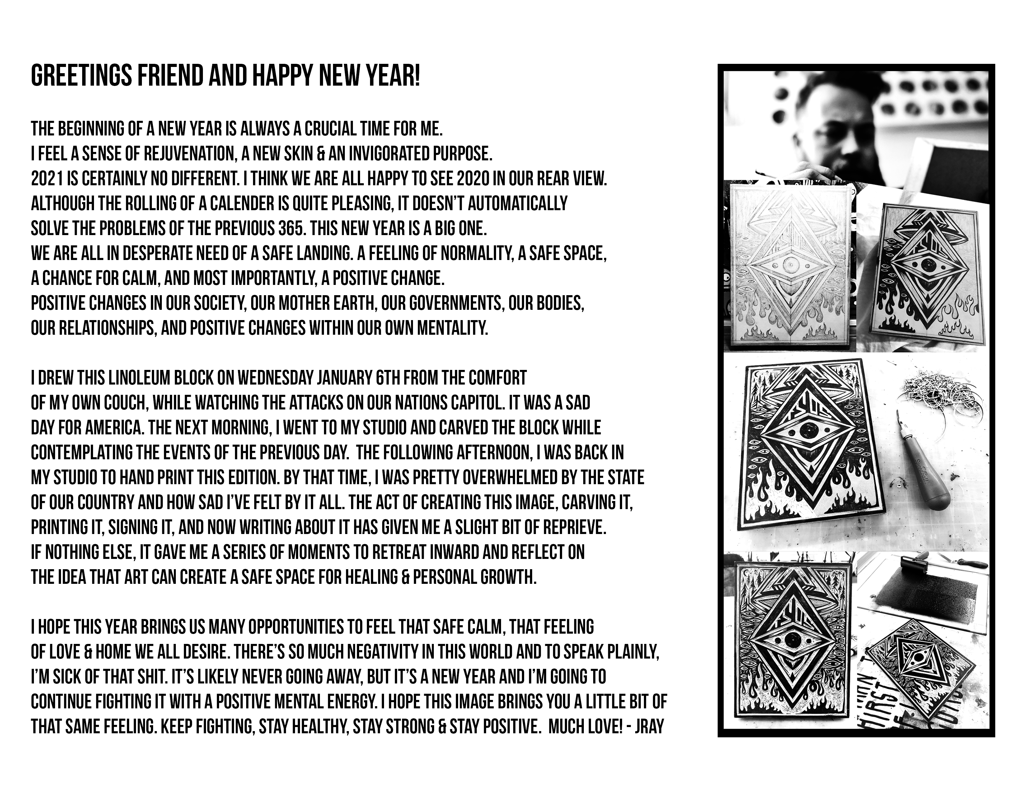 'Twenty/Twenty One' Lino Block Print