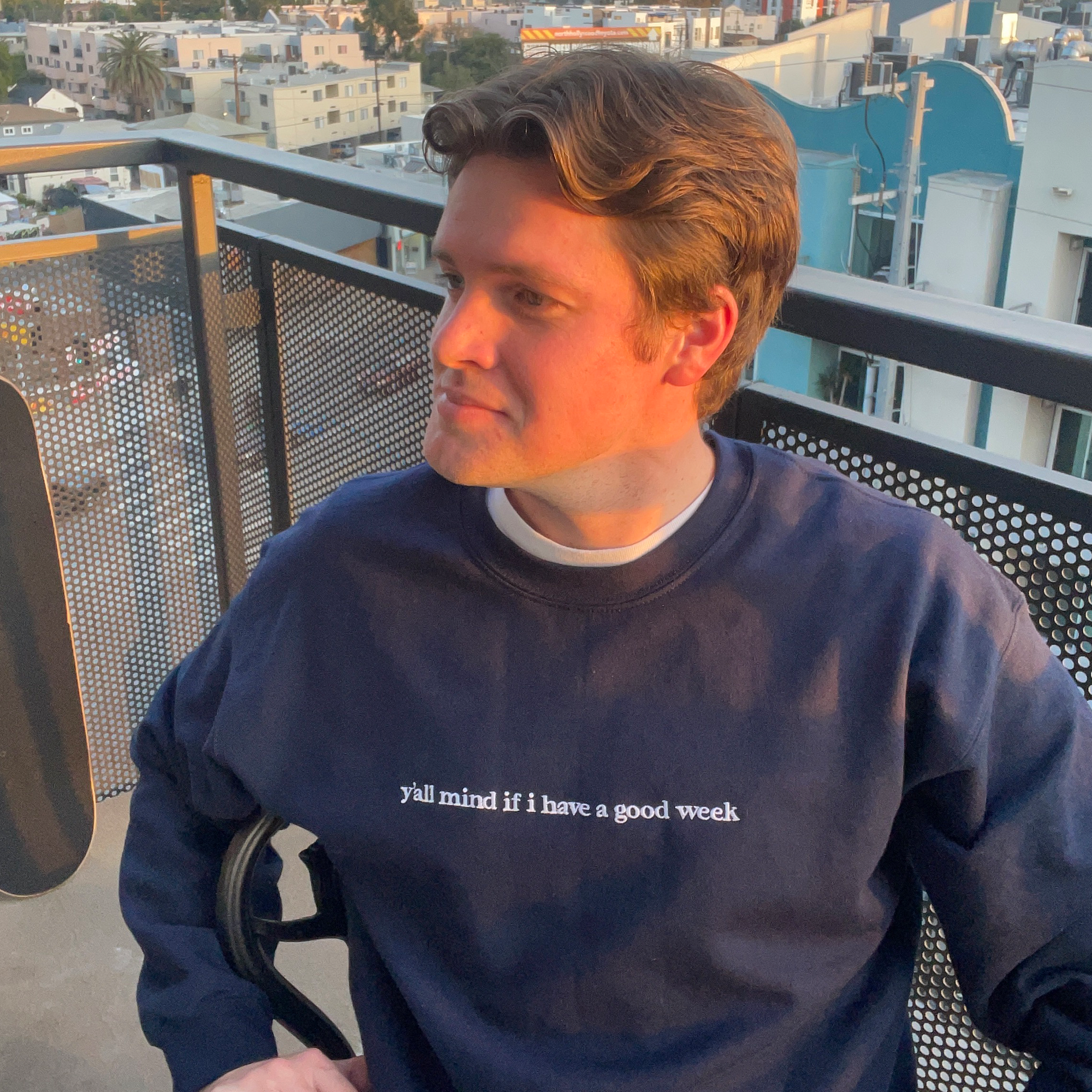 Y'all Mind Embroidered Crewneck - Navy
