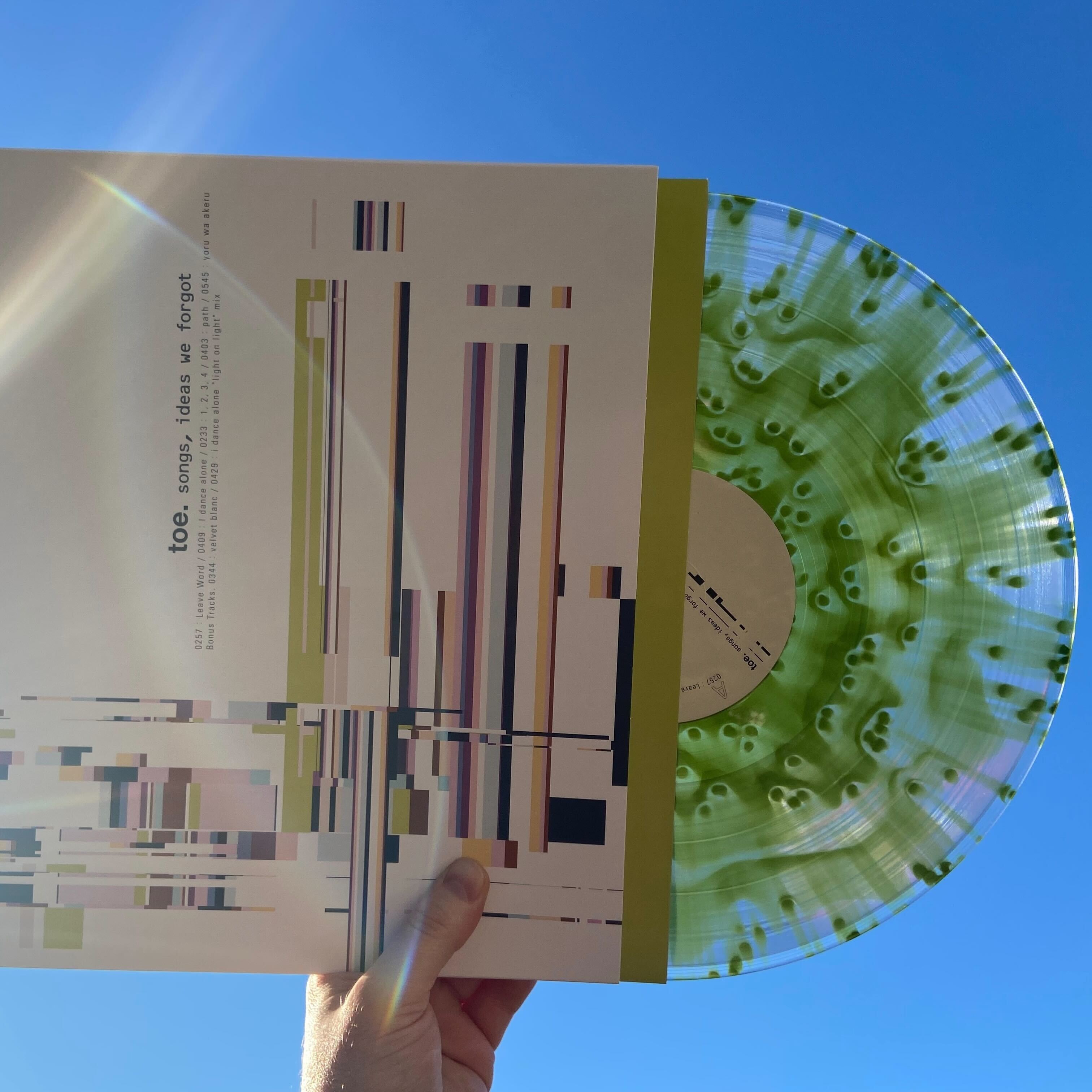 Product shots of toe - songs, ideas we forgot