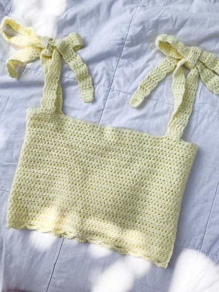 Yellow Crochet Top with Adjustable Straps