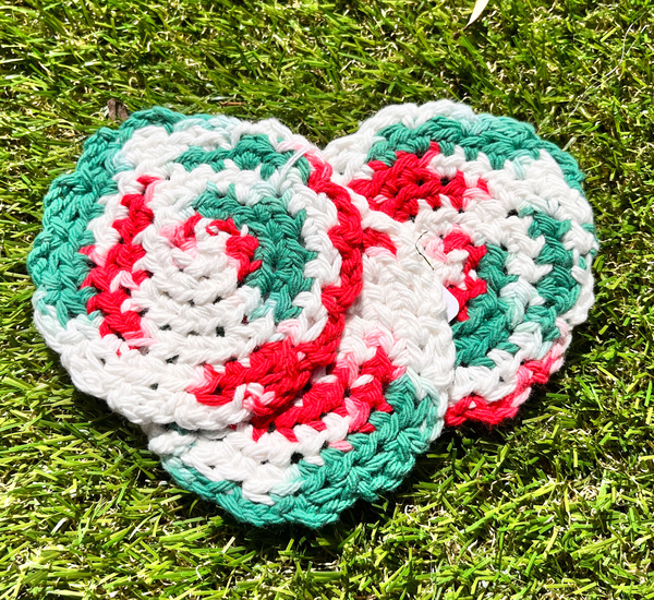Red, White and Green Cotton Crochet Coasters