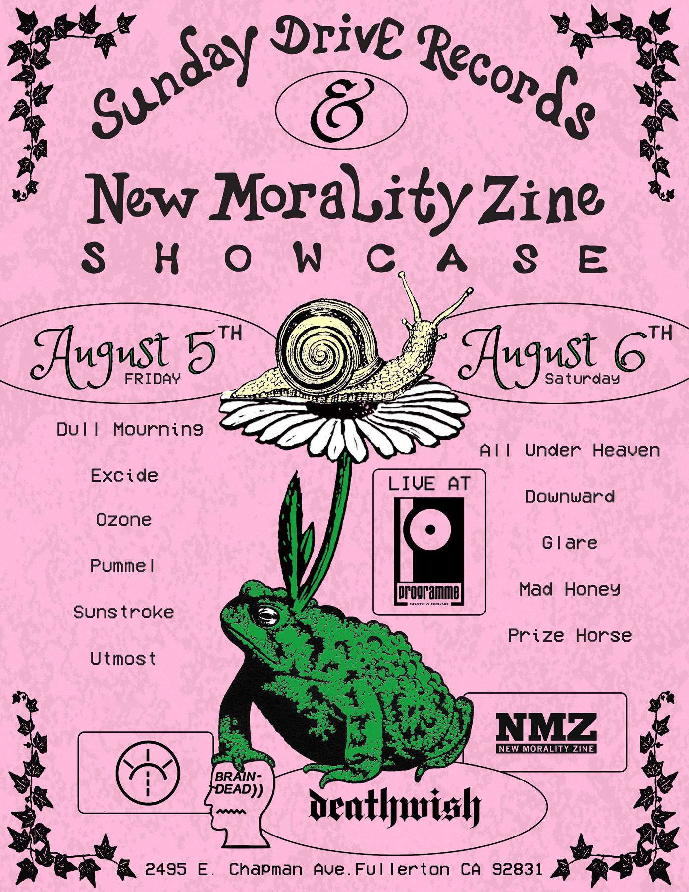 Sunday Drive Records, New Morality Zine Showcase 2022 Flyer