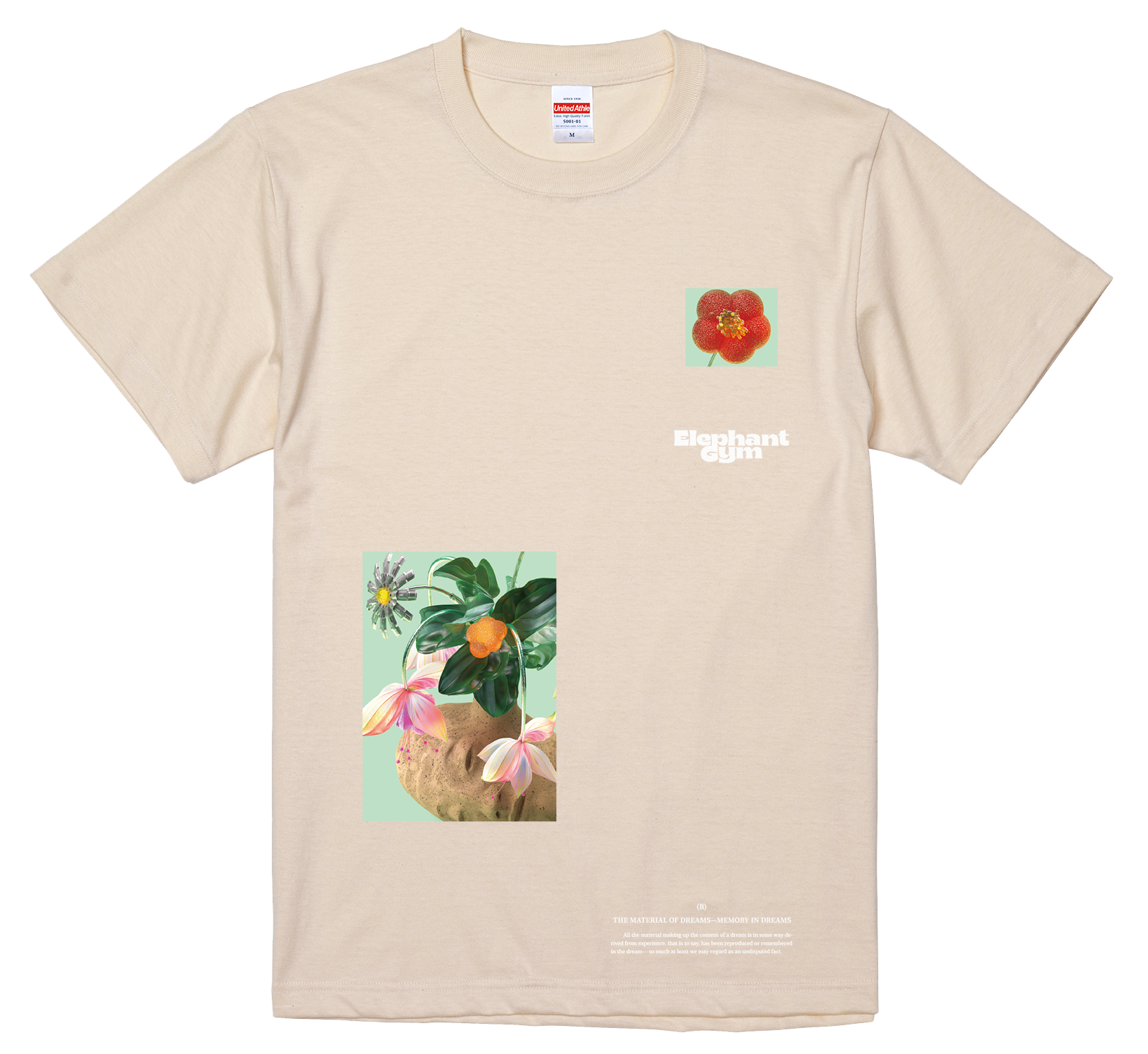 Product shots of Elephant Gym - Dreams Tee (Tan)