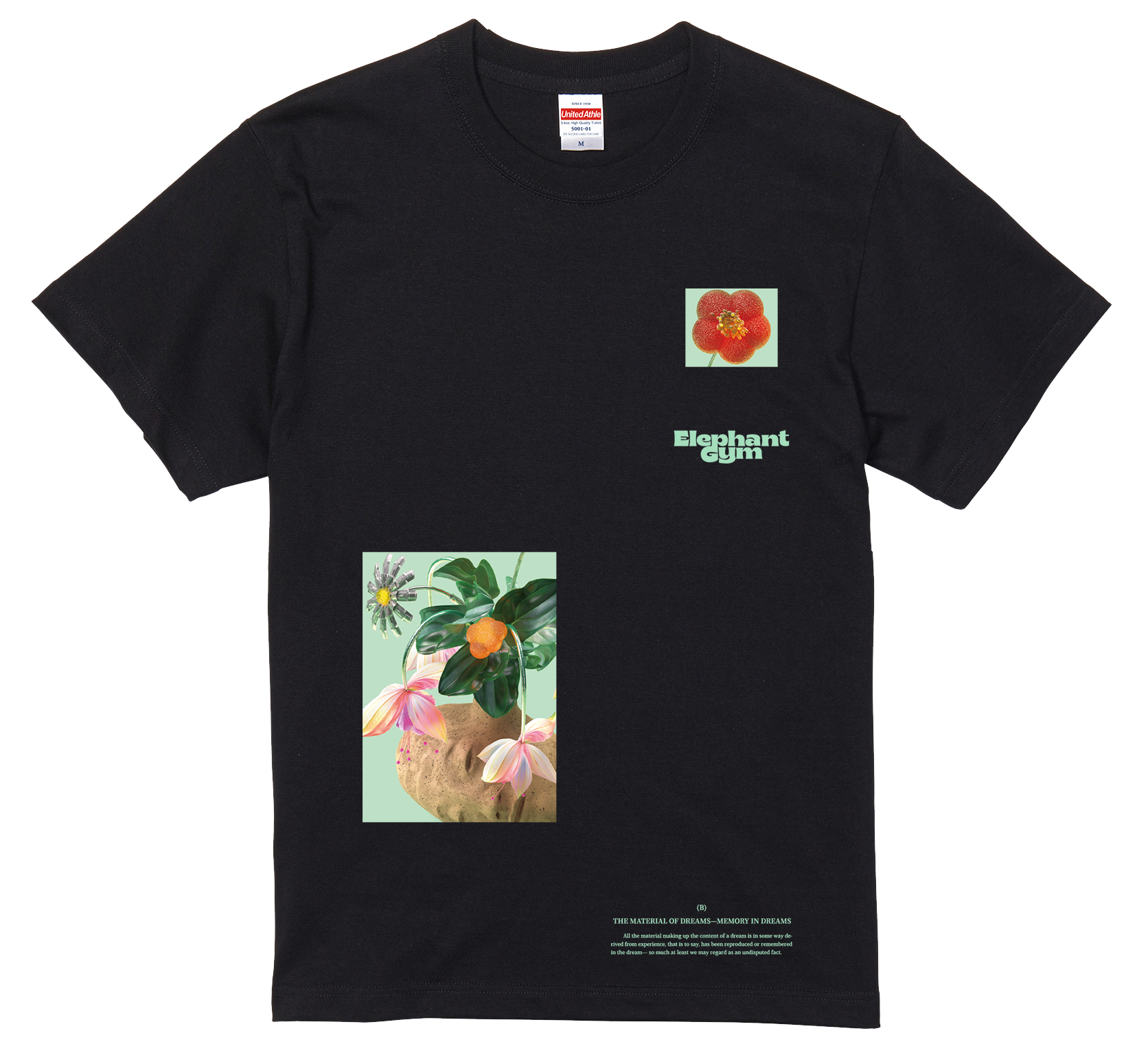 Product shots of Elephant Gym - Dreams Tee (Black)