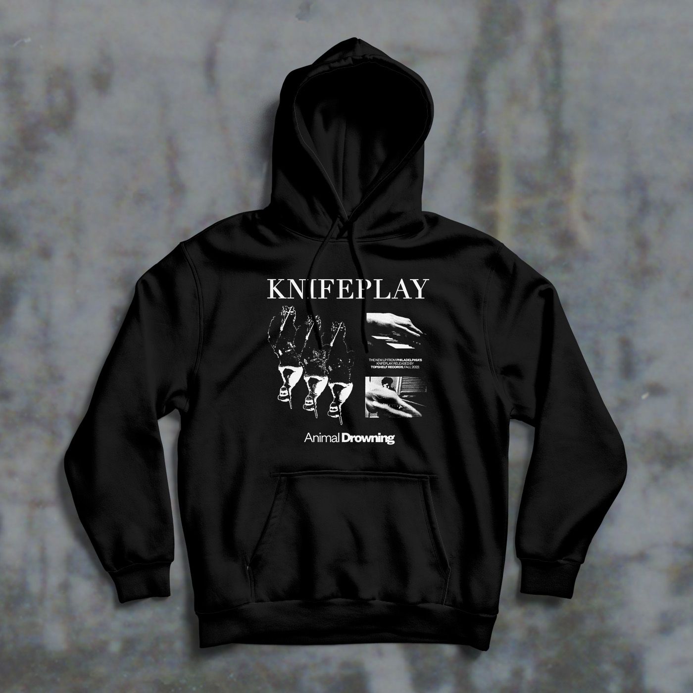 Product shots of Knifeplay - Animal Drowning Hoodie