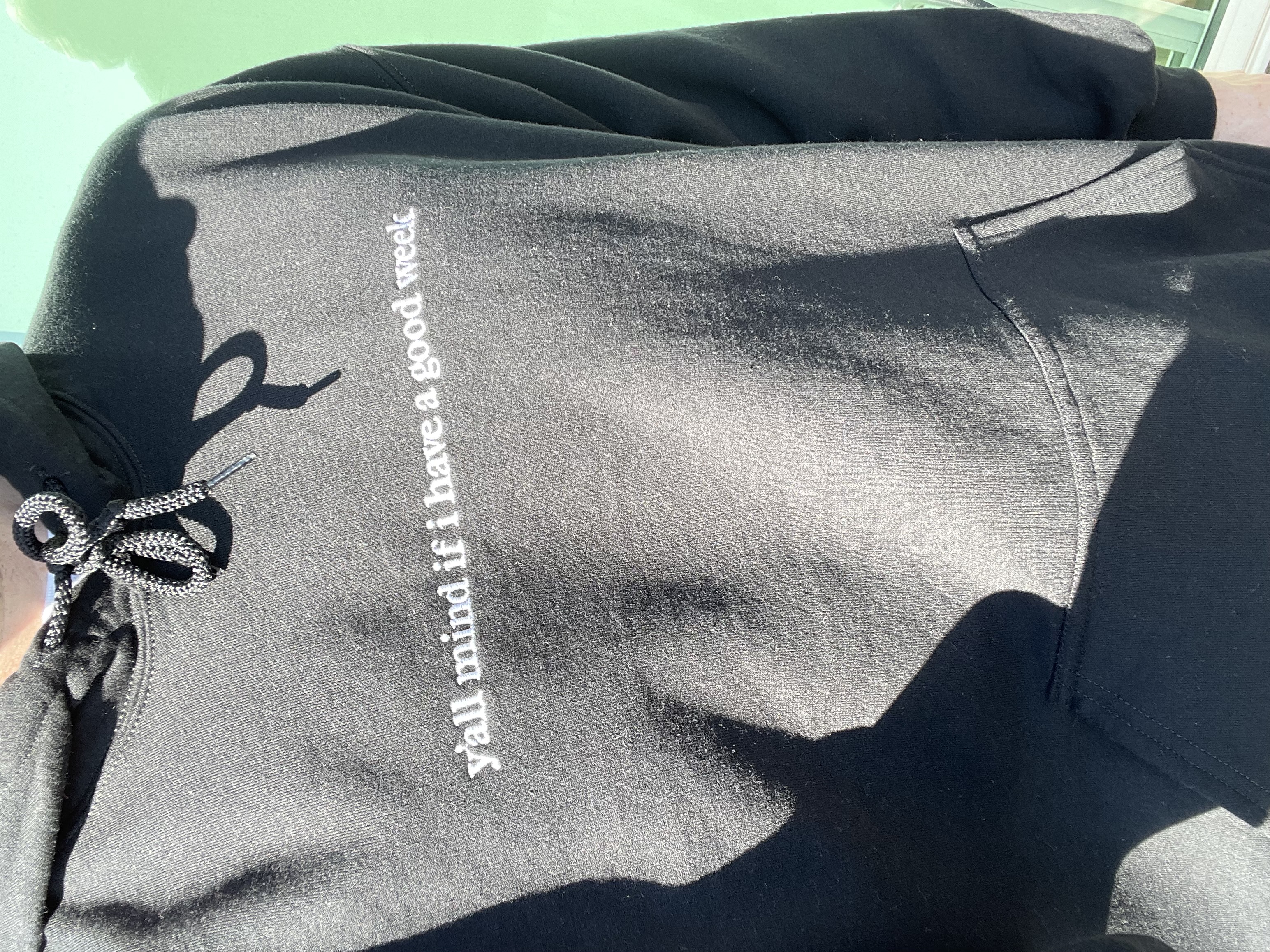 Y'all Mind Embroidered Hoodie - Black