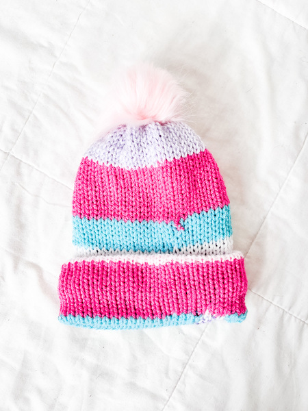 Multitone Pink and Purple Beanie (Multiple defects but still wearable)
