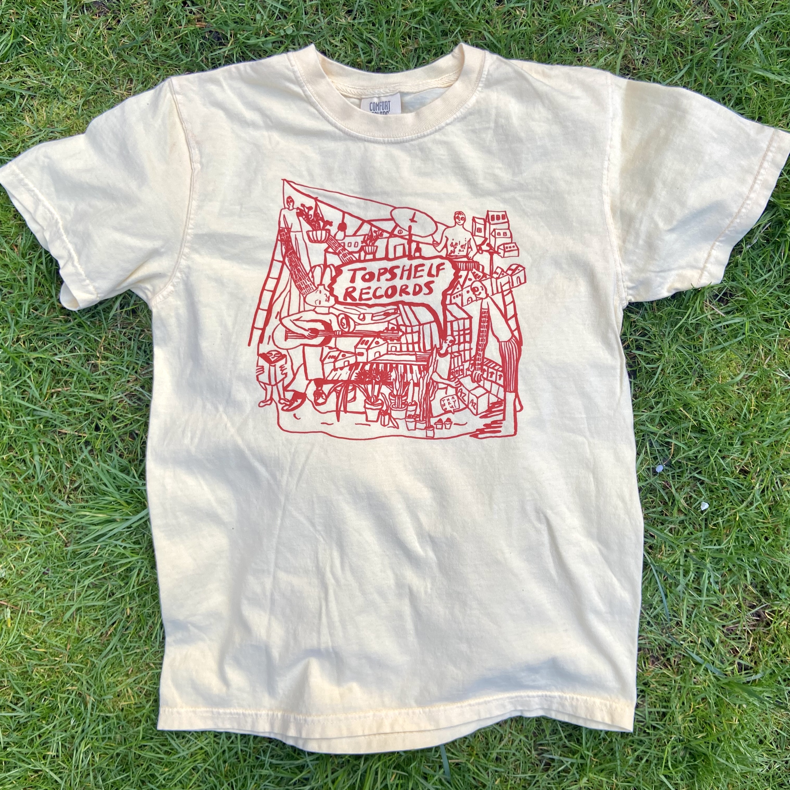 Product shots of Topshelf Records - many hands make light work shirt