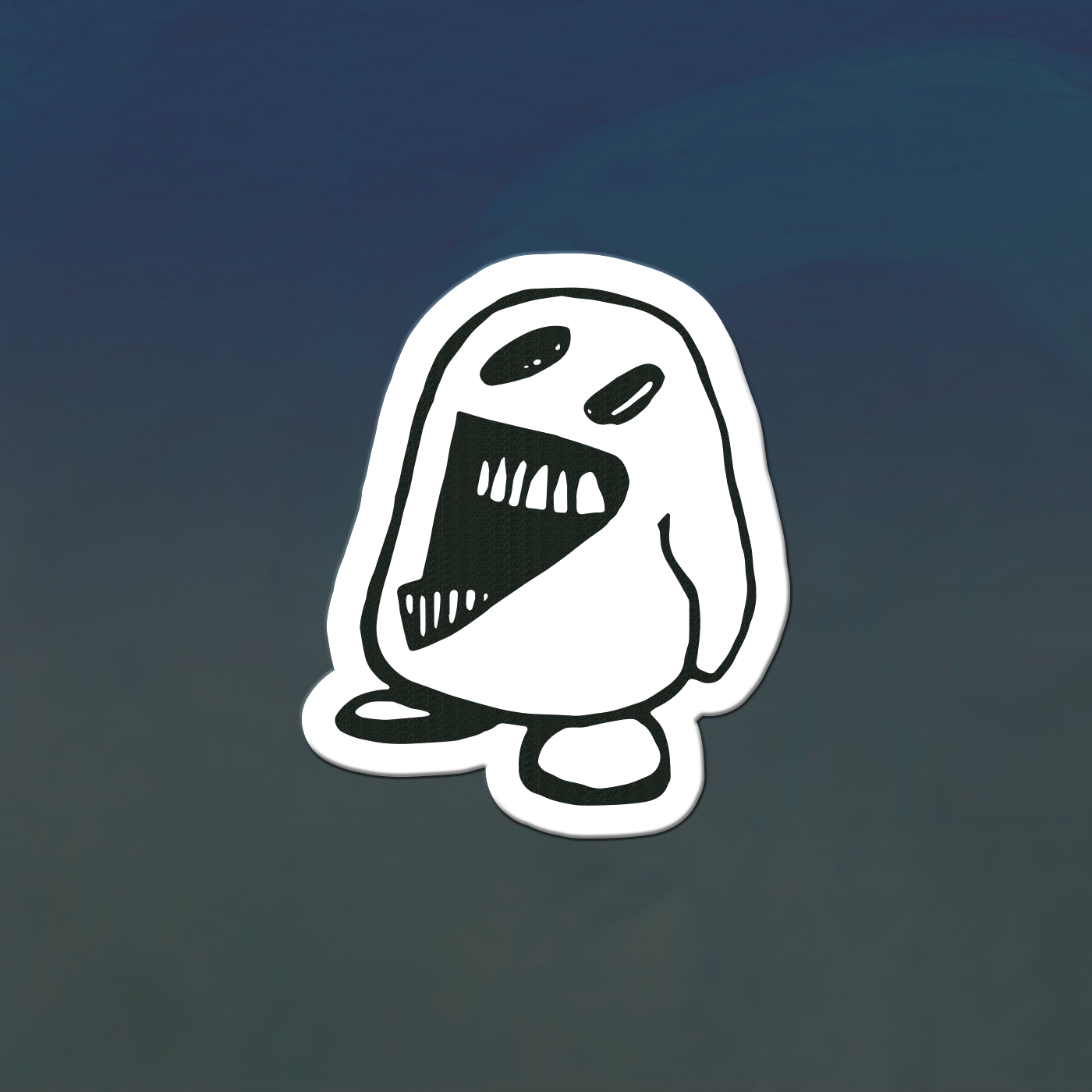 Product shots of blue smiley - blue smiley guy sticker