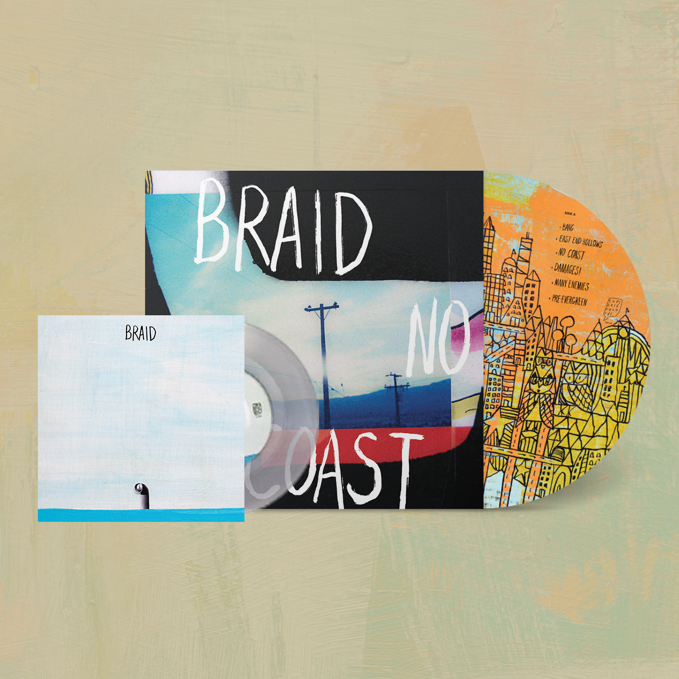 Product shots of Braid - No Coast Vinyl Bundles