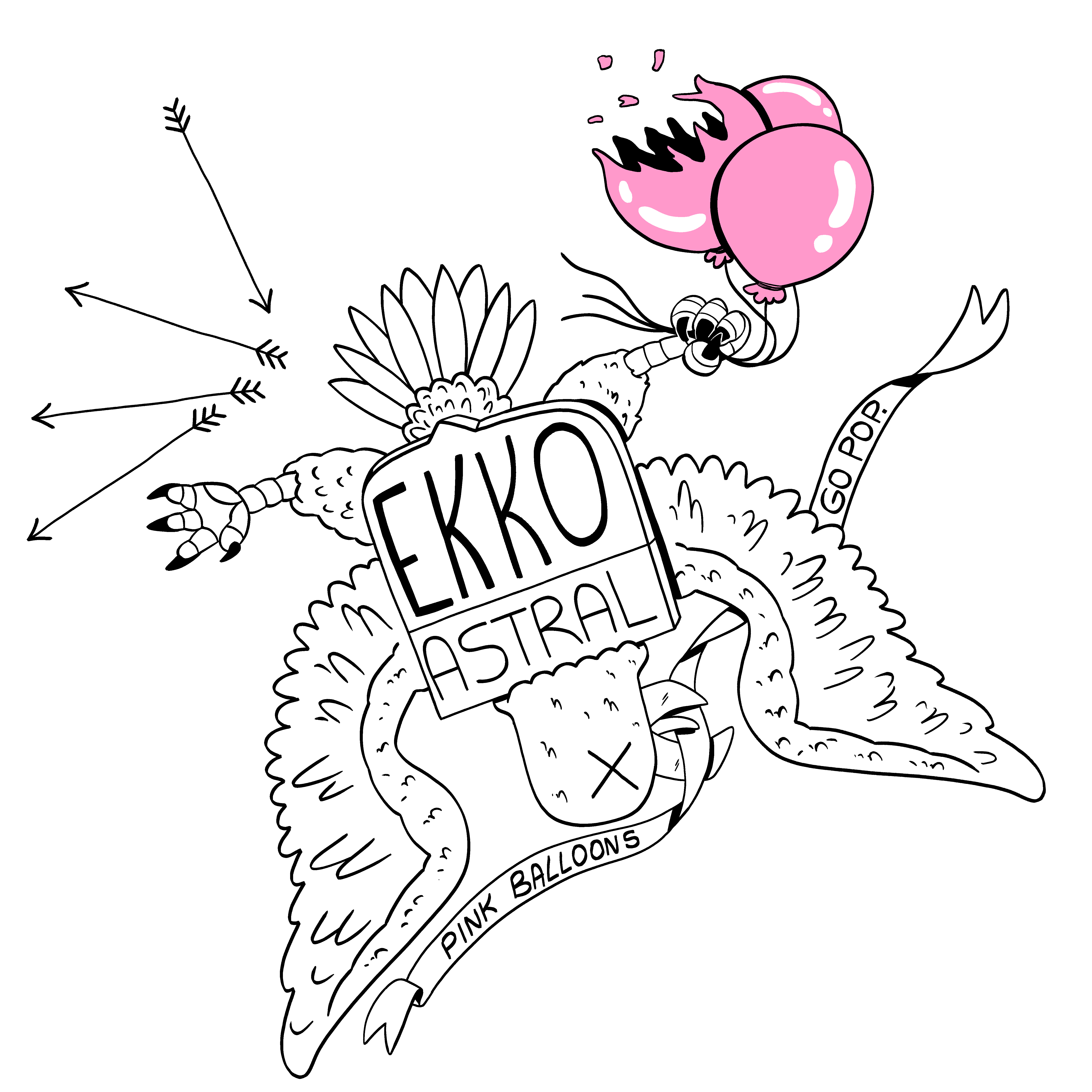Product shots of Ekko Astral - pink balloons: popped