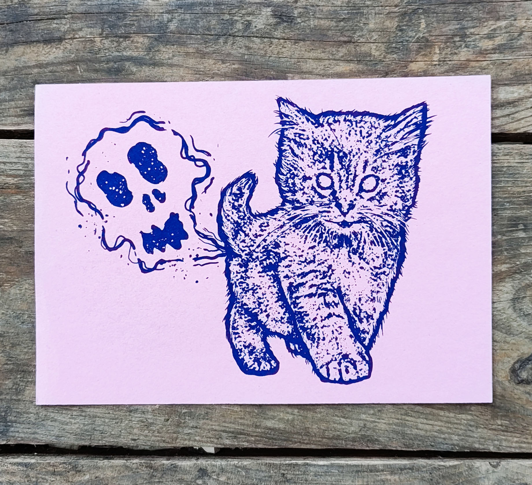 Chat qui pète - Sérigraphie A5