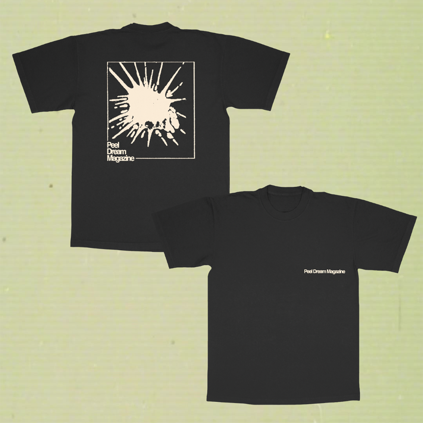 Product shots of Peel Dream Magazine - Splat tee