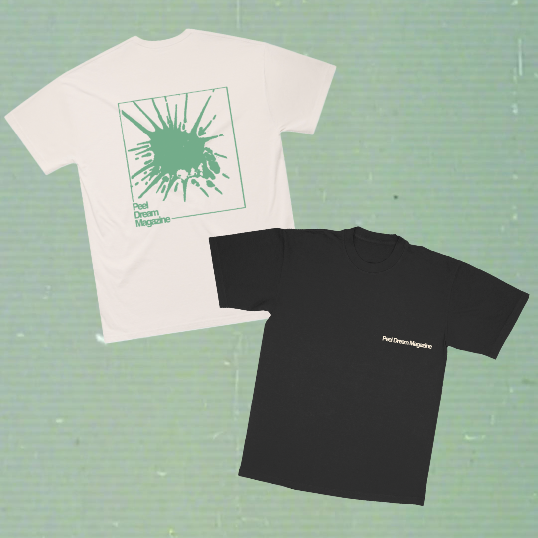 Product shots of Peel Dream Magazine - Splat tee