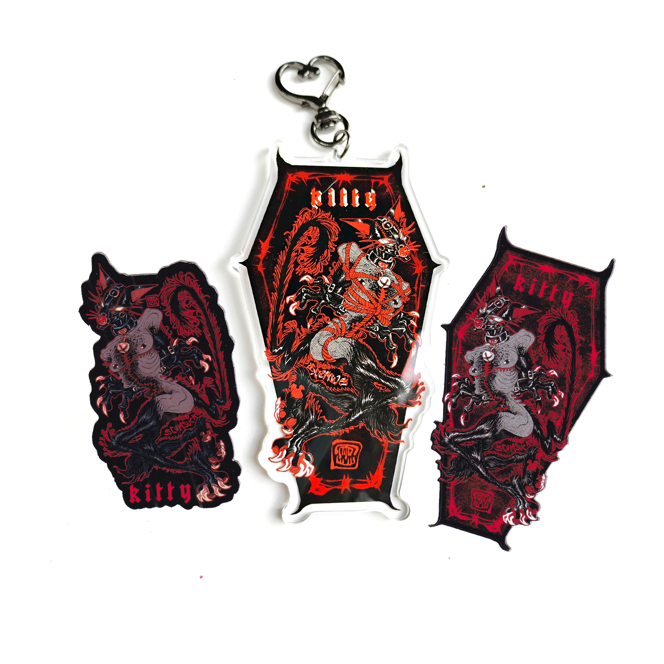 Acrylic Charm & Sticker Bundle: Rope Bunny + Kitty