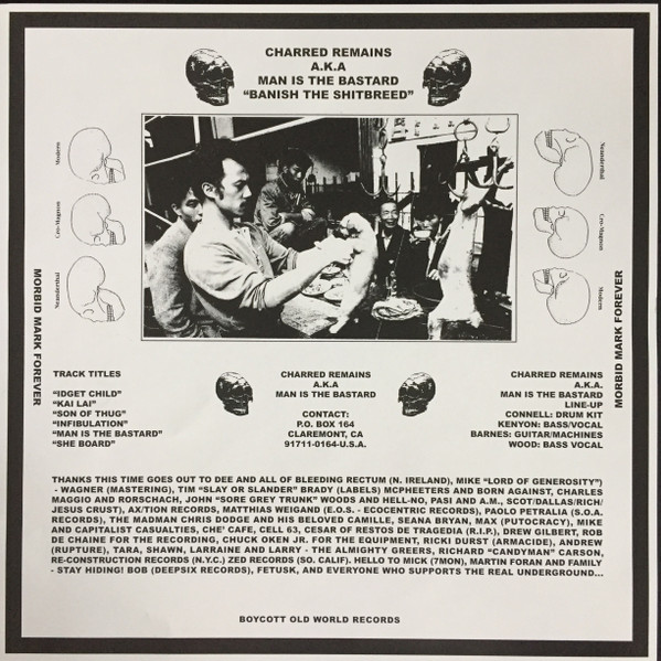 MAN IS THE BASTARD AKA CHARRED REMAINS/BLEEDING RECTUM - split LP