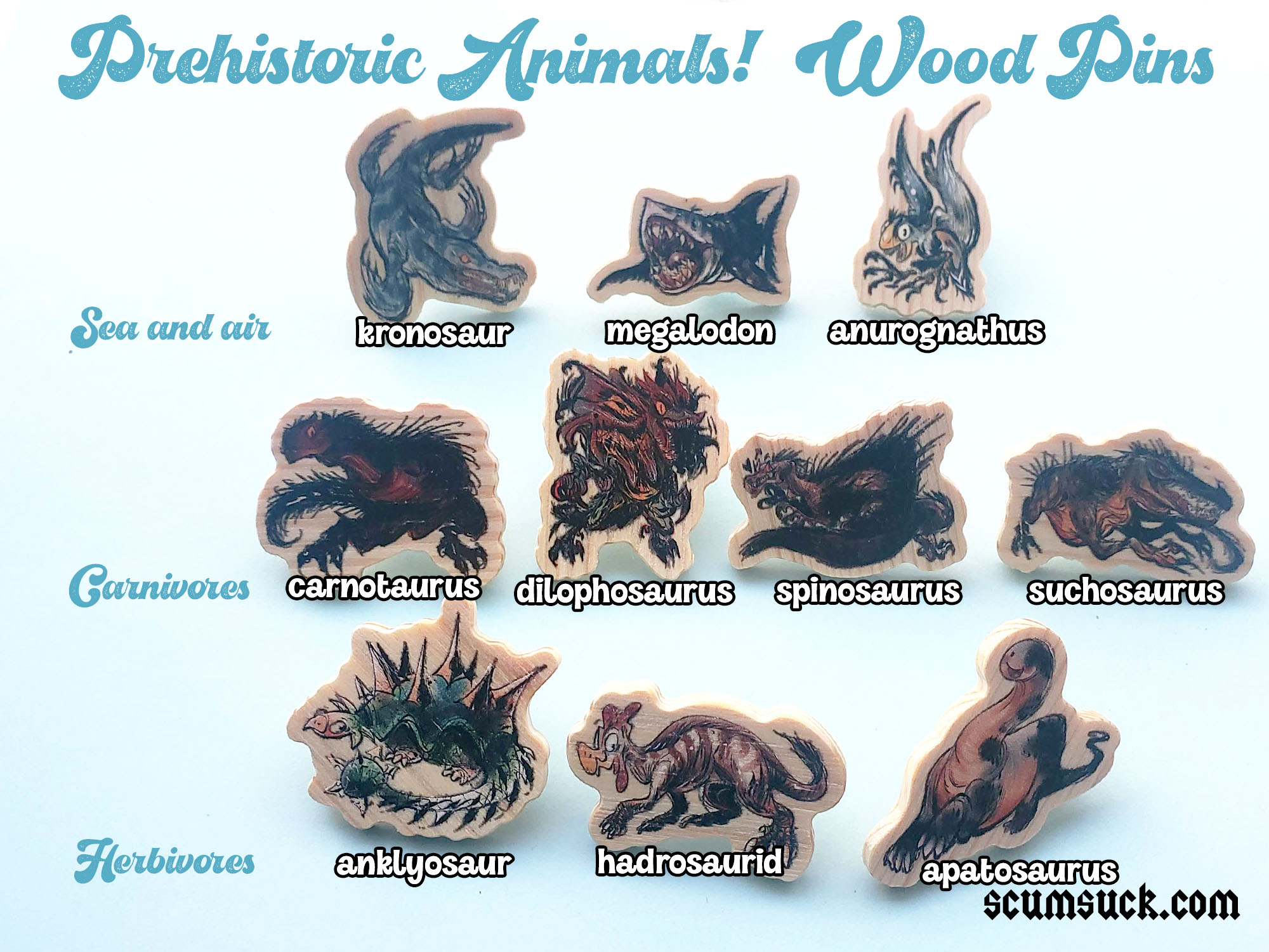 Pins (wood): Dinosaurs