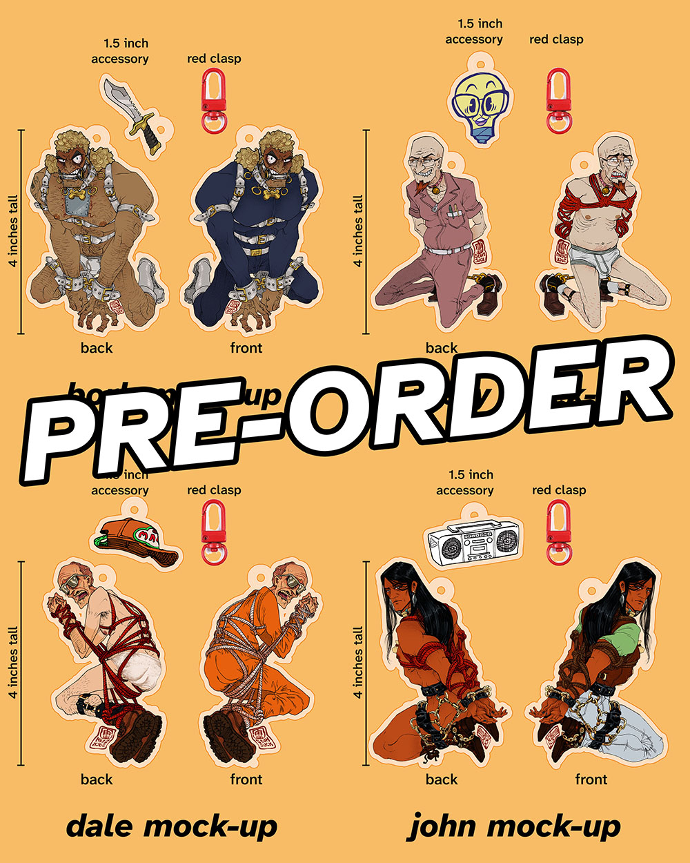 PRE-ORDER: Brock/Rusty, Dale/John Kinbaku Keychains