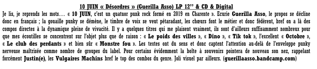 10 Juin - Désordres