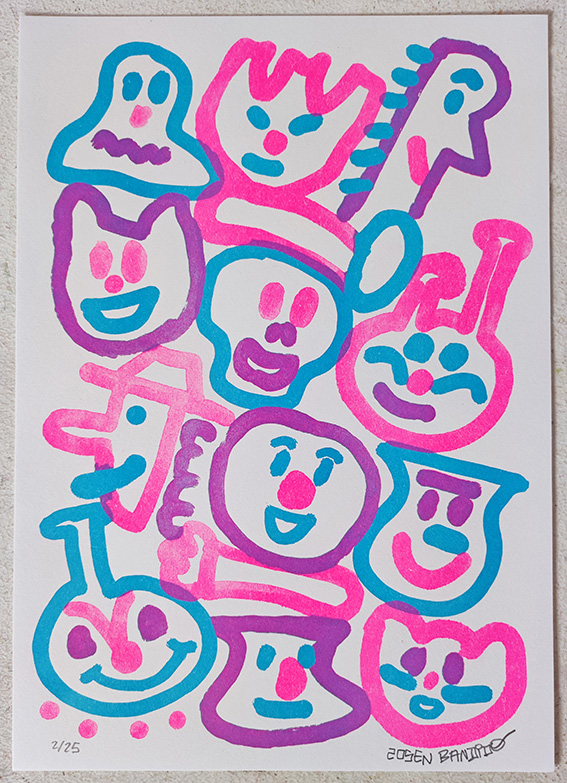 Anpanman heads riso print