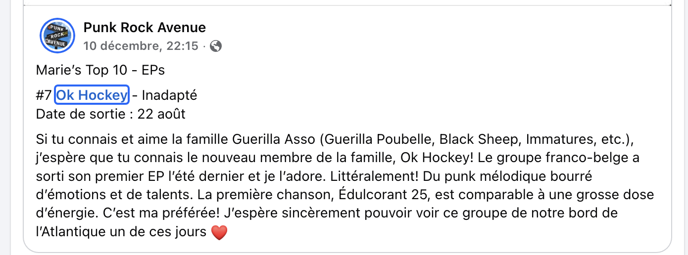 OK Hockey - Inadapté