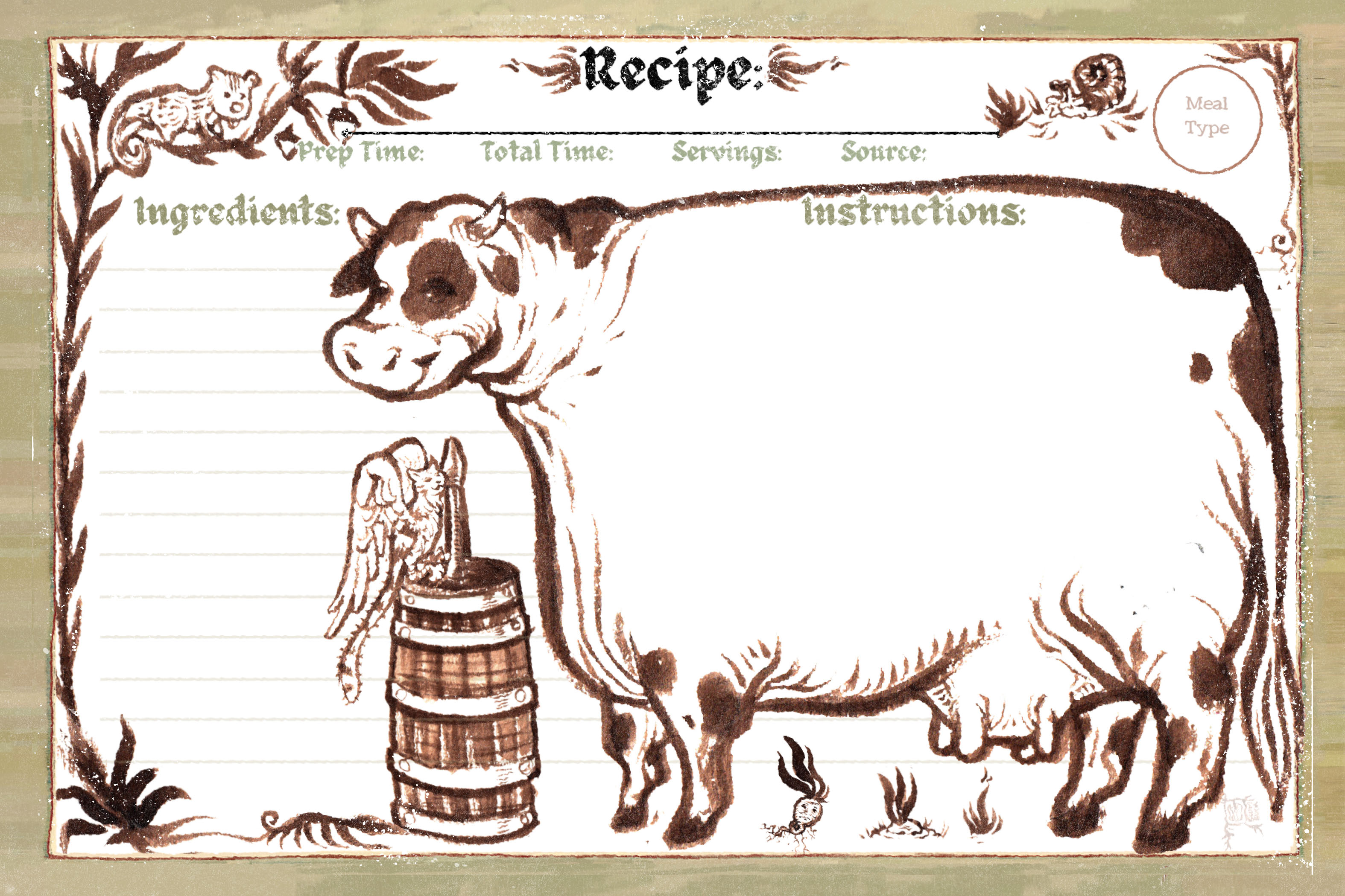 Recipe Cards: Medieval Prints