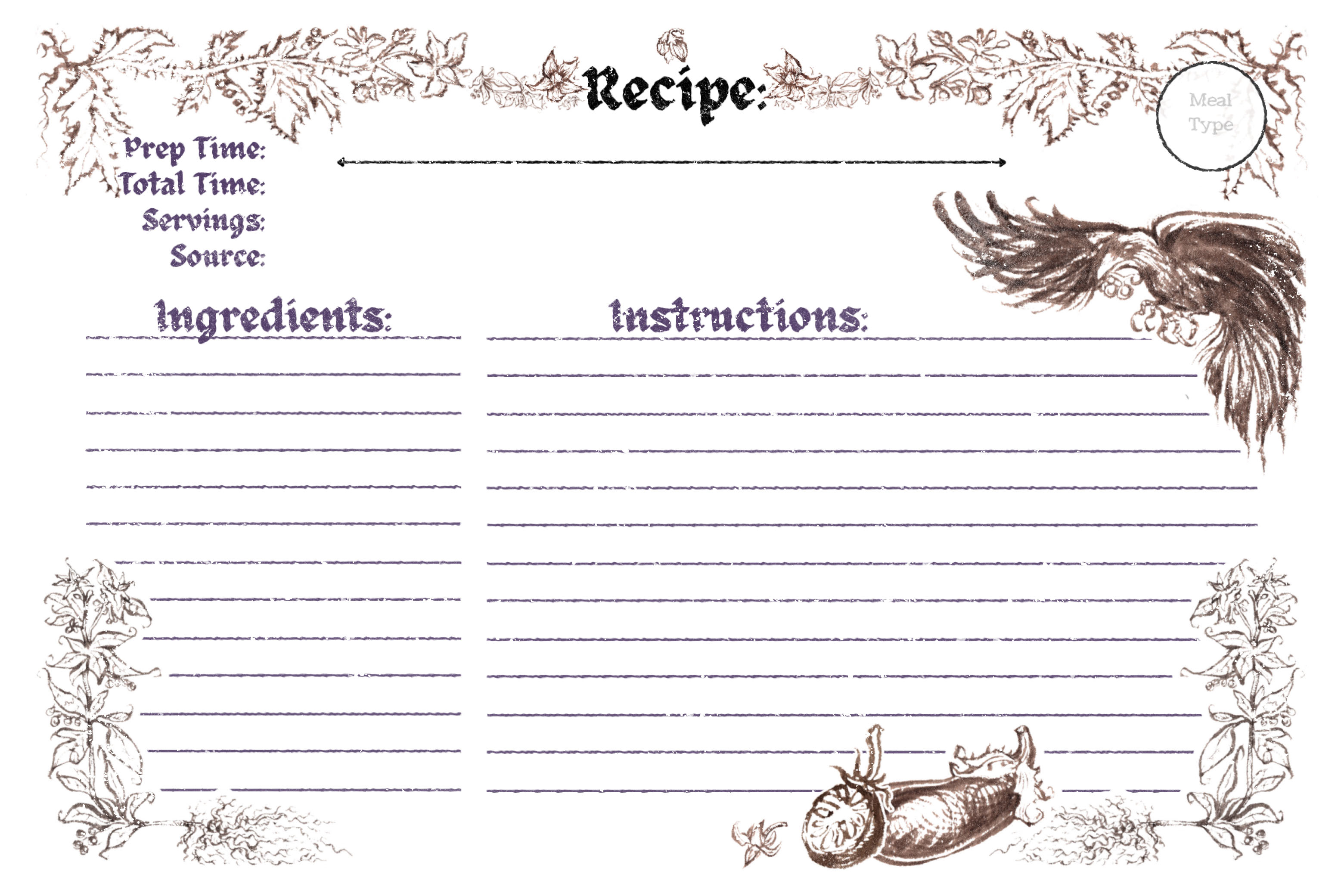 Recipe Cards: Medieval Prints