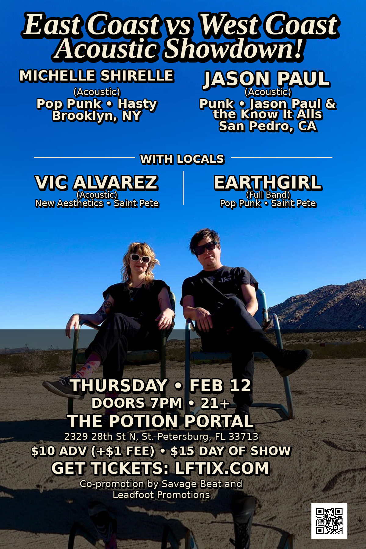 East Coast vs West Coast Acoustic Showdown! Jason Paul (San Pedro, CA), Michelle Shirelle (Brooklyn, NY), Vic Alvarez, Earthgirl at The Potion Portal