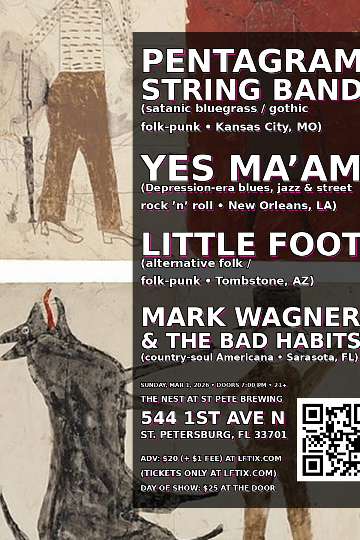 PENTAGRAM STRING BAND • YES MA’AM • LITTLE FOOT • MARK WAGNER & THE BAD HABITS