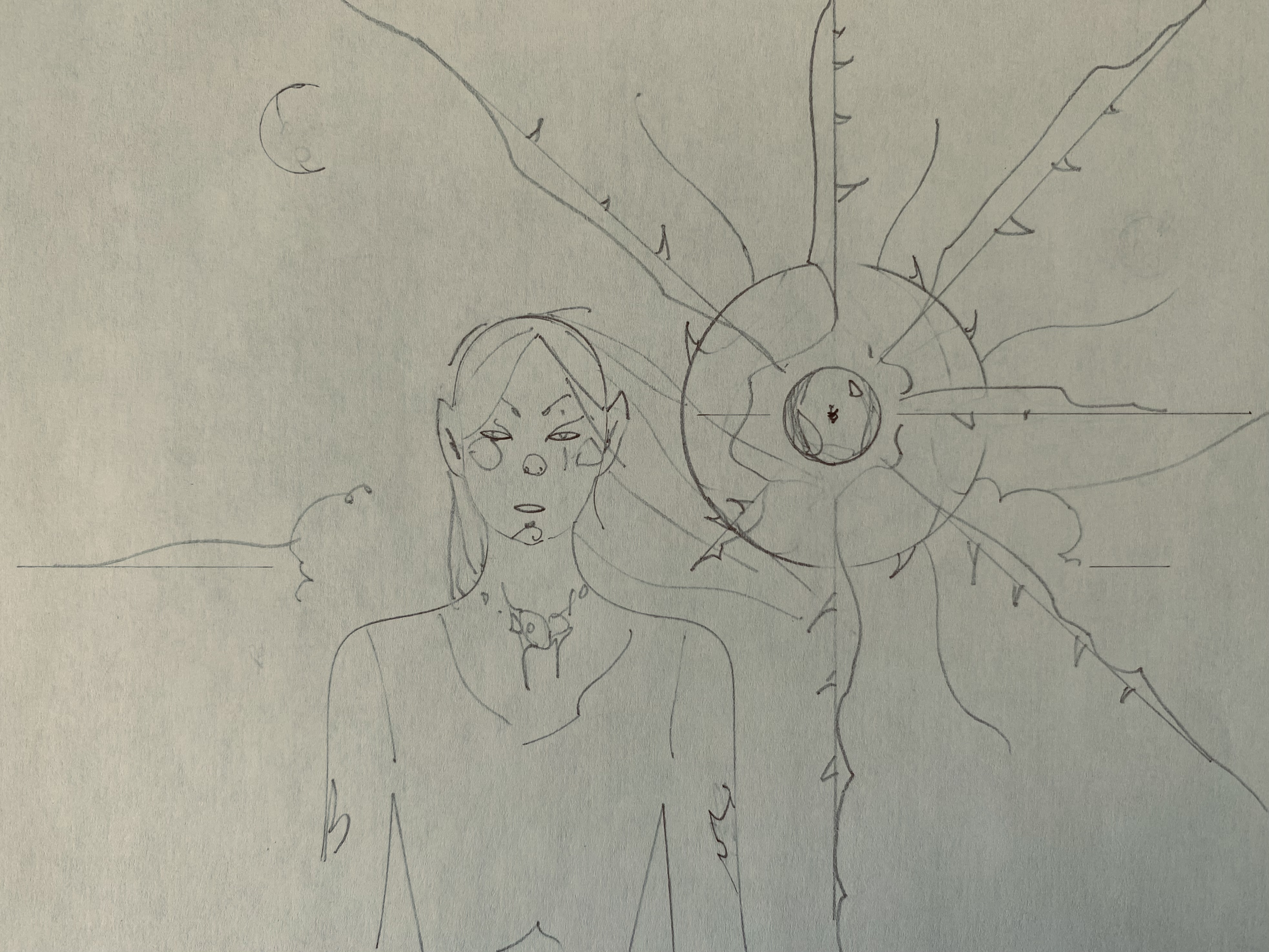 Dark Elf with their Amulet and Scout. Dark Scout under moon.