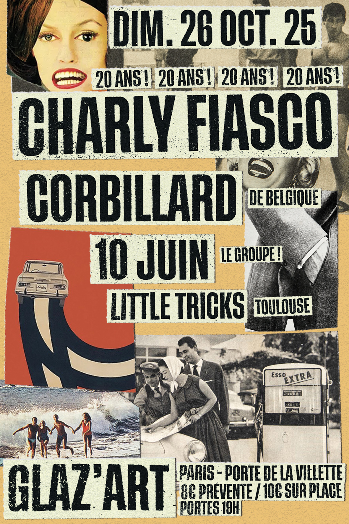 Charly Fiasco - Affiche poster avec Corbillard, 10 juin et Little Tricks
