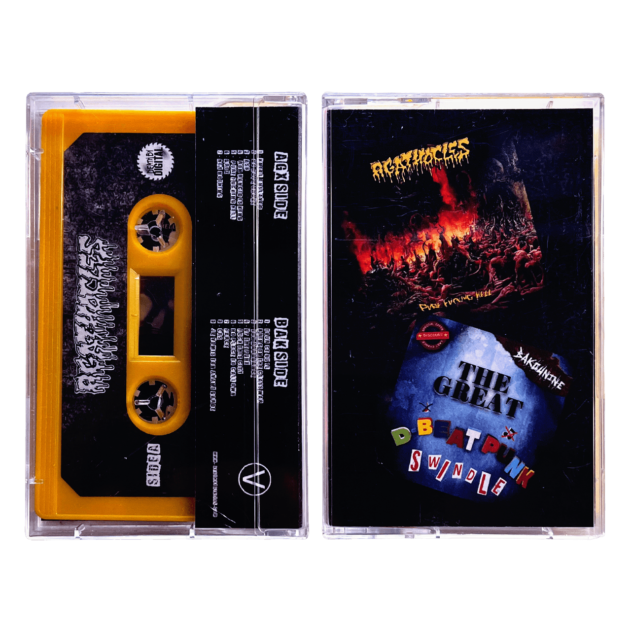 Agathocles / Bakounine 'Pure Fucking Hell / The Great D-Beat Punk Swindle (Split)' Cassette