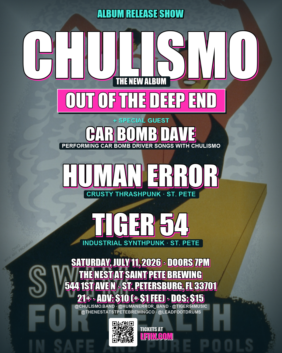 Chulismo 'Out of the Deep End' Release Show, Human Error, TIGER 54 at The Nest