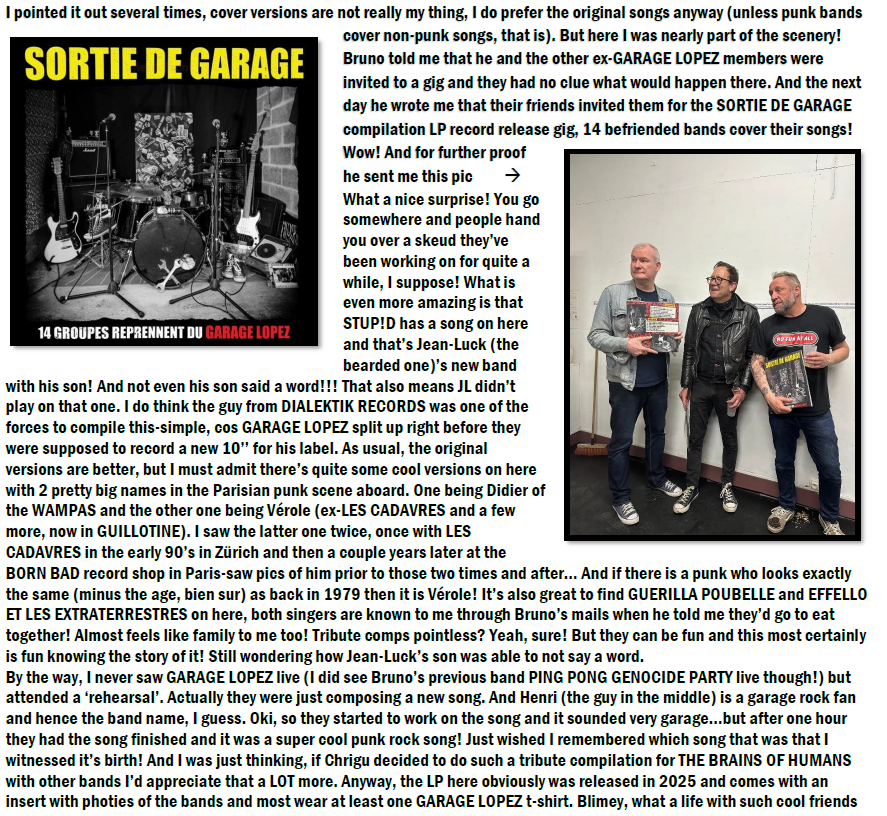 SORTIE DE GARAGE - compilation hommage à GARAGE LOPEZ